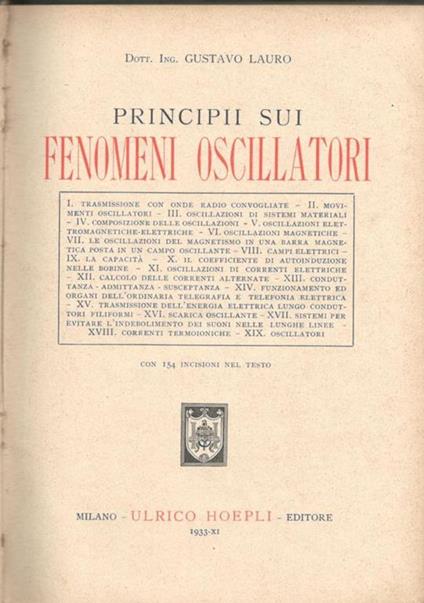 Principi sui fenomeni oscillatori - Gustavo Lauro - copertina