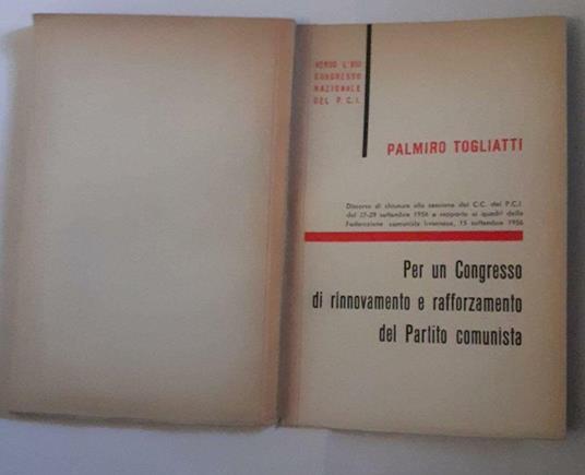 Per un Congresso di rinnovamento e rafforzamento del Partito Comunista - Palmiro Togliatti - copertina