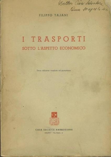 I trasporti sotto l'aspetto economico - Filippo Tajani - copertina