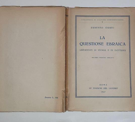 La  questione ebraica lineamenti di storia e di dottrina - copertina