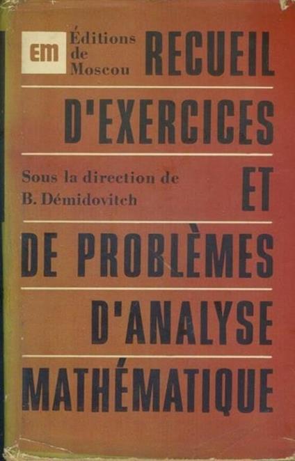 Recueil d'exercices et de problémes d'analyse mathématique - copertina