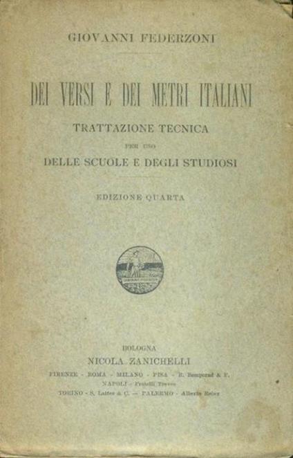 Dei versi e dei metri italiani - Giovanni Federzoni - copertina