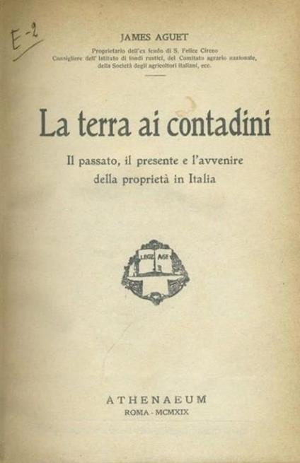 La terra ai contadini - James Aguet - copertina