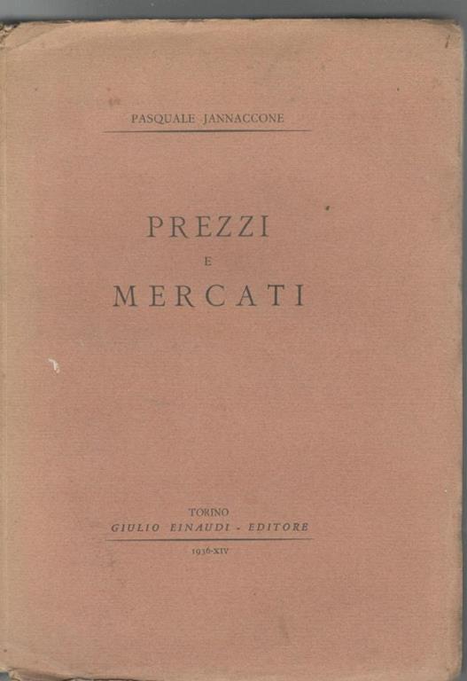 Prezzi e mercati - Pasquale Jannaccone - copertina