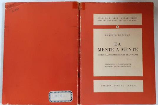 Da mente a mente - Ernesto Bozzano - copertina