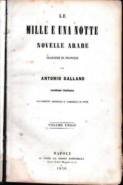 Le  mille e una notte. Novelle arabe - copertina