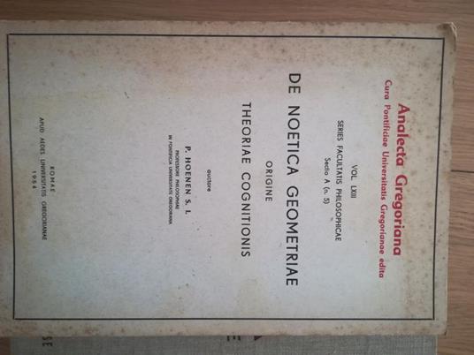 De noetica geometriae origine theoriae cognitionis - copertina