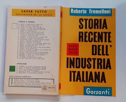 Storia recente dell'industria italiana - Roberto Tremelloni - copertina