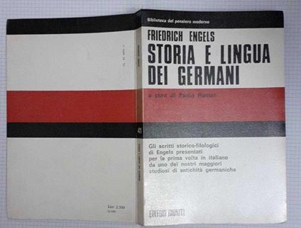Storia e lingua dei germani - Friedrich Engels - copertina