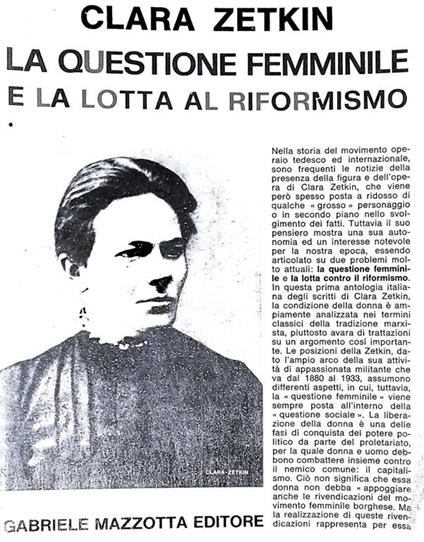 La questione femminile e la lotta al riformismo - Clara Zetkin - copertina