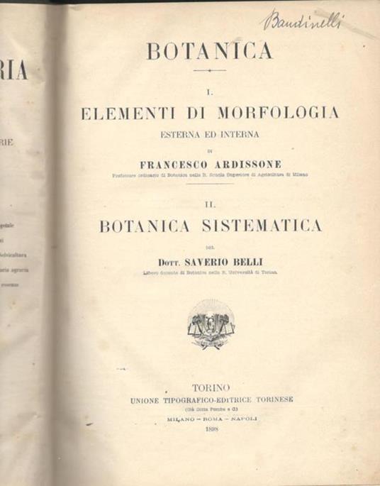 Nuova enciclopedia agraria italiana. Botanica: elementi di morfologia esterna ed interna. Botanica sistematica - copertina