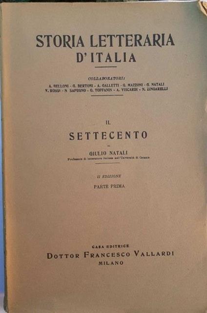 Il settecento parte 1 - Giulio Natali - copertina