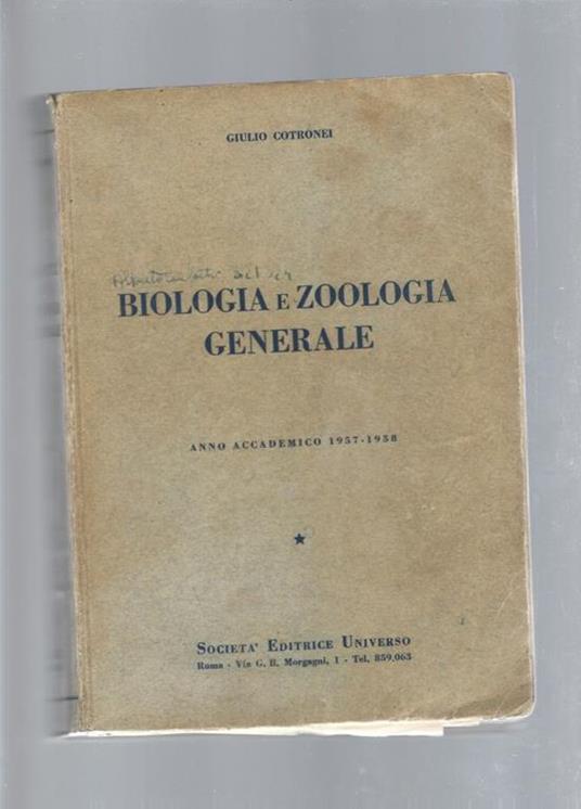 Biologia e zoologia generale - Giulio Cotronei - copertina