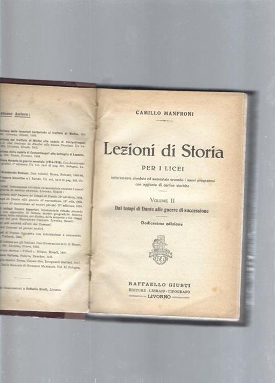 Lezioni di storia vol. II - Camillo Manfroni - copertina