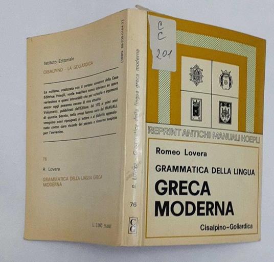 Grammatica della lingua greca moderna - Romeo Lovera - copertina