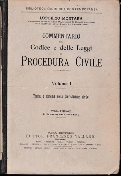 Commentario del Codice e delle leggi di Procedura Civile, 5 volumi - Lodovico Mortara - copertina