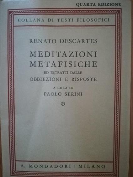 Meditazioni metafisiche - Renato Cartesio - copertina