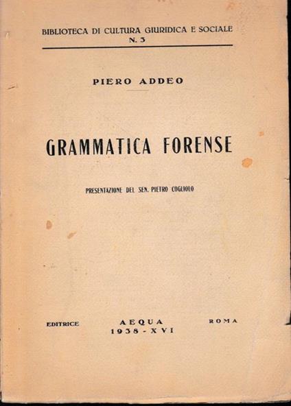 Grammatica forense - Pietro Caddeo - copertina