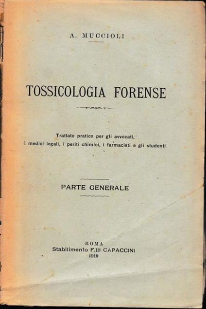 Tossicologia forense. Parte generale - copertina