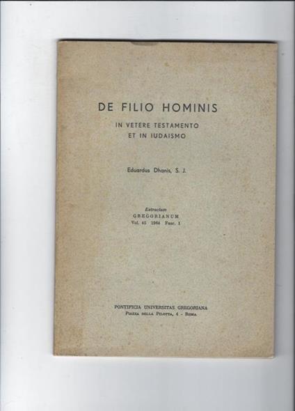 De filio hominis - Édouard Dhanis - copertina