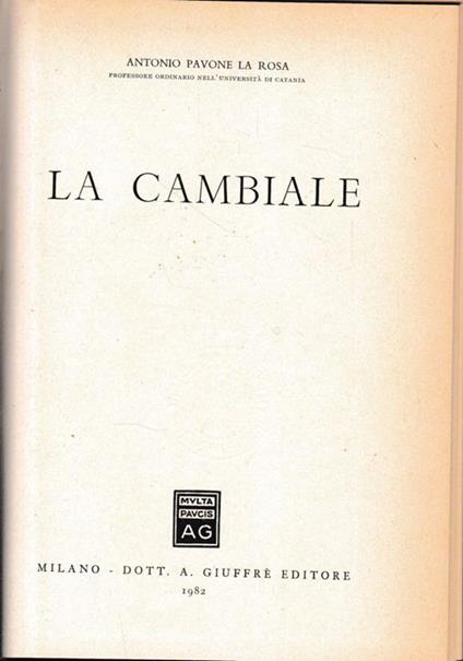 La cambiale - Antonio Pavone La Rosa - copertina