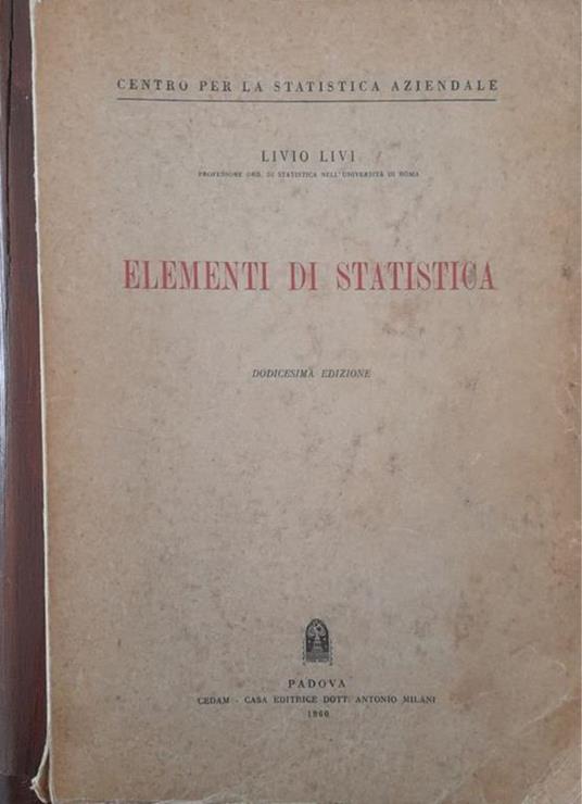 Elementi di Statistica - Livio Livi - copertina