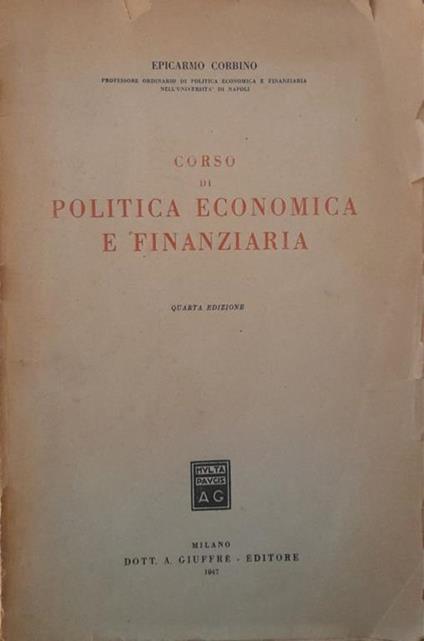 Corso di politica economica e finanziaria - Epicarmo Corbino - copertina