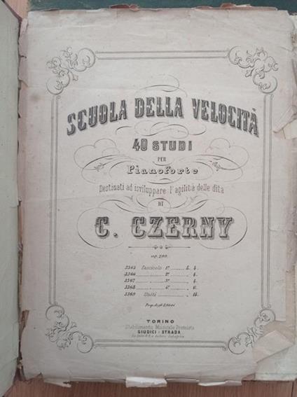 Scuola dela velocità 40 studi per pianoforte destinati a sviluppare l'agilità delle dita - Carl Czerny - copertina