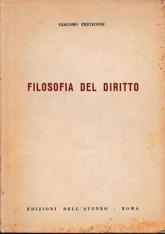 Filosofia del diritto - Giacomo Perticone - copertina