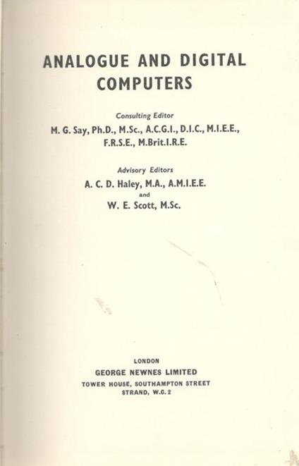 Analogue and digital computers - copertina