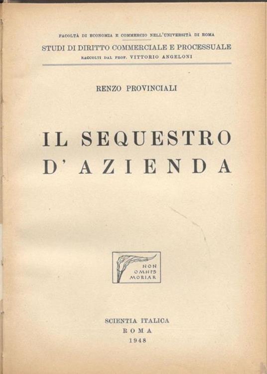 Il sequestro d'azienda - Renzo Provinciali - copertina