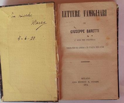 Lettere famigliari ai suoi tre fratelli. Tornando da Londra in Italia nel 1760 - Giuseppe Baretti - copertina