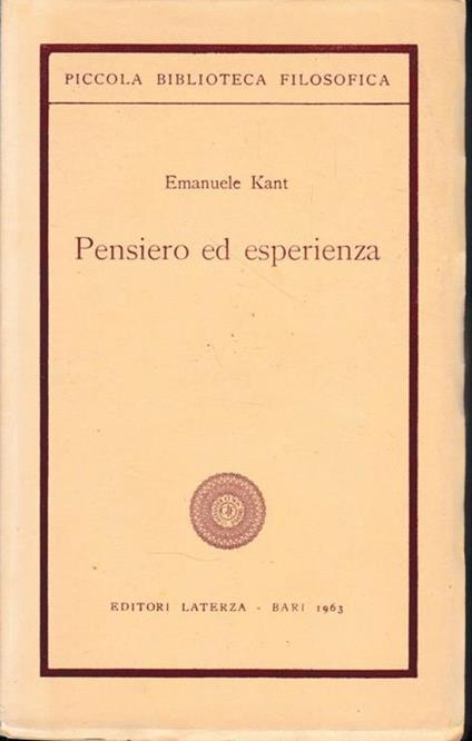 Pensiero ed esperienza - Immanuel Kant - copertina