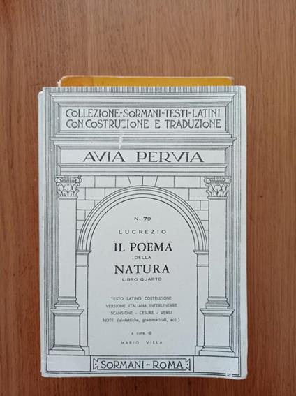 Il poema della natura libro IV - Tito Lucrezio Caro - copertina