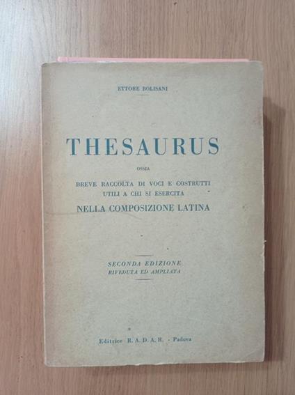 Thesaurus - Ettore Bolisani - copertina