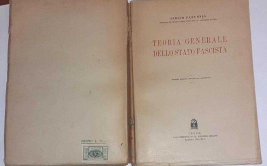 Teoria generale dello stato fascista - Sergio Panunzio - copertina