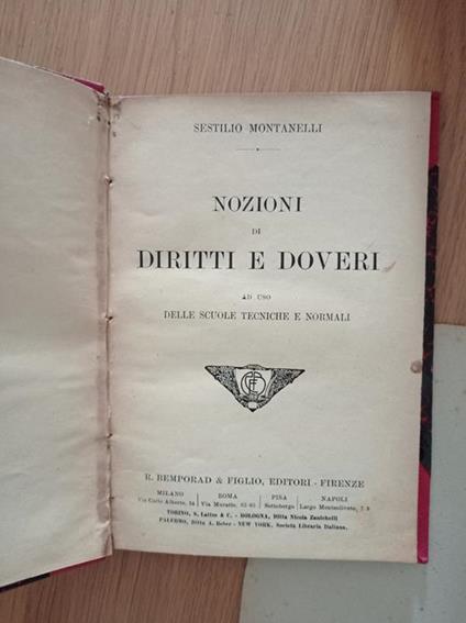 Nozioni di diritti e doveri ad uso delle scuole tecniche e normali - copertina