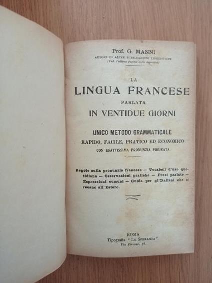 La lingua francese parlata in ventidue giorni - copertina