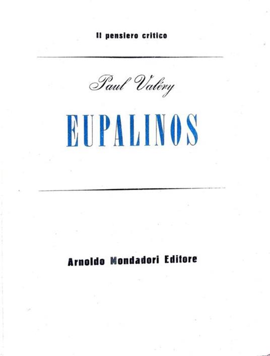 Eupalinos - Paul Valéry - copertina