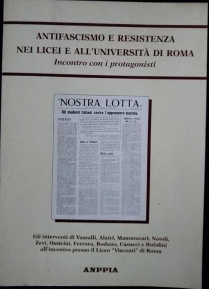 Antifascismo e resistenza nei licei e all'università di Roma - copertina