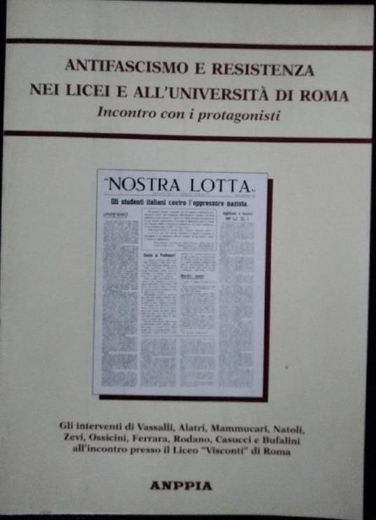 Antifascismo e resistenza nei licei e all'università di Roma - copertina