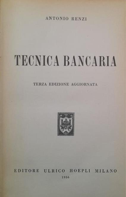 Tecnica bancaria - Antonio Renzi - copertina