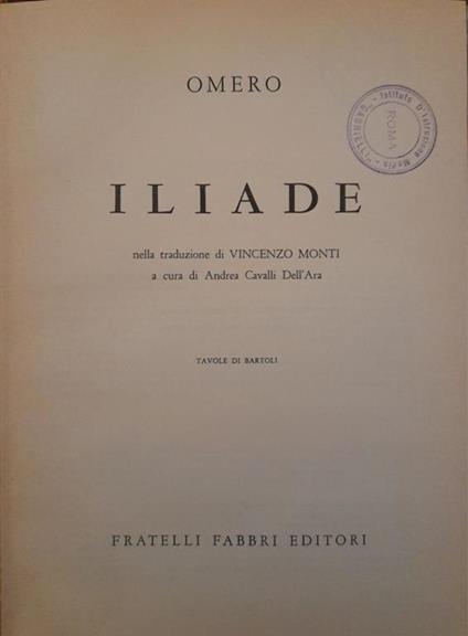 Odissea - Omero - Libro Usato - Fabbri 