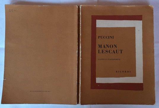 Manon Lescau. Dramma lirico in quattro atti - Puccini - copertina