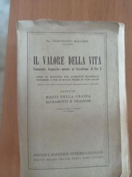 Il valore della vita vol. III - Ferdinando Maccono - copertina