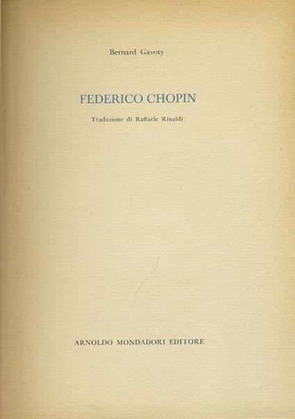 Federico Chopin - Bernard Gavoty - copertina