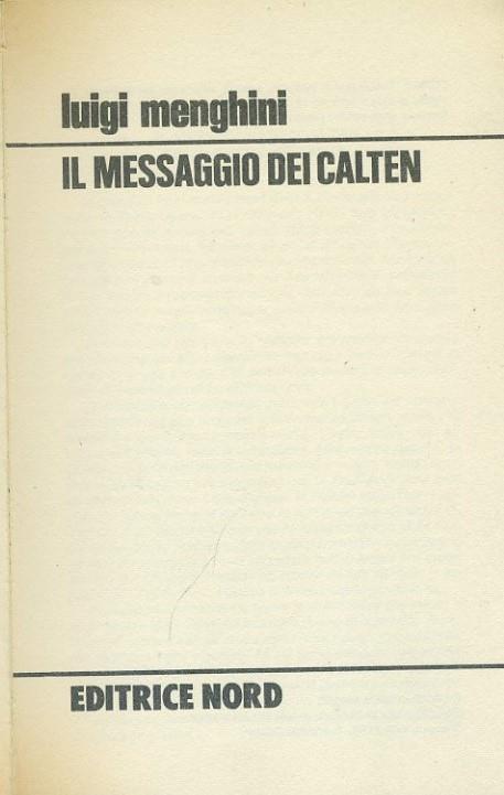 Il messaggio dei Calten - Luigi Menghini - copertina