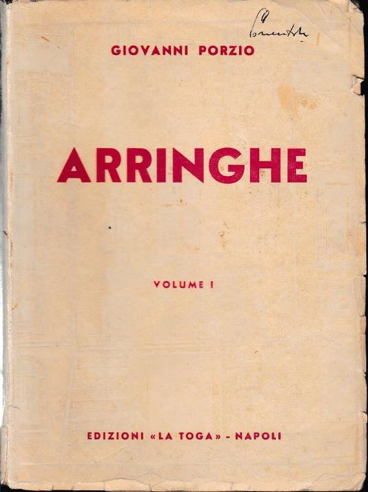 Arringhe (vol. 1°) - Giovanni Porzio - copertina