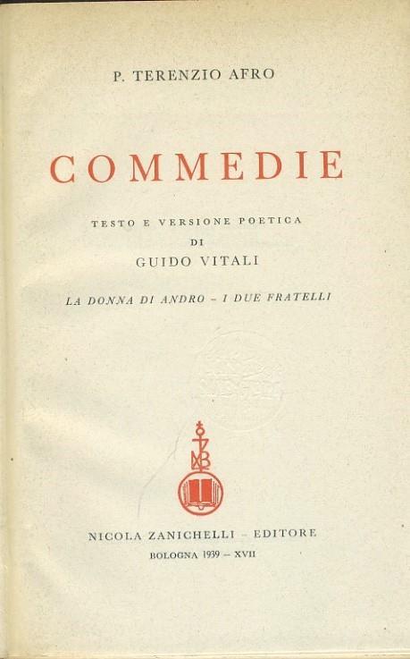 Commedie. La donna di Andro - I due fratelli - P. Afro Terenzio - copertina