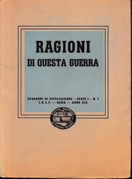 Ragioni di questa guerra - copertina